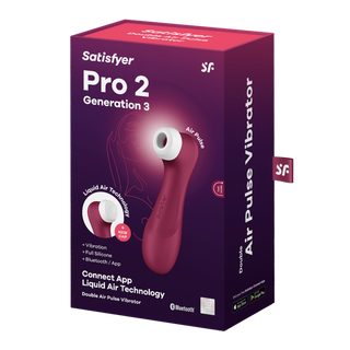 Pro 2 Generation 3 - Double Air Pulse Vibrator - Liquid Air and Connect App - Wine Red