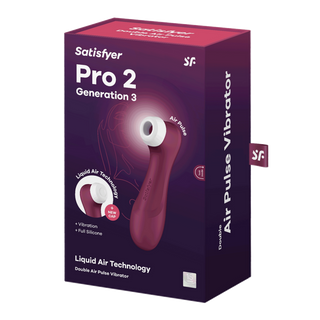 Pro 2 Generation 3 - Double Air Pulse Vibrator - Liquid Air - Wine Red