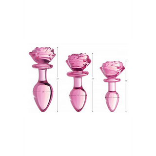 Roze Roos - Glazen Butt Plug - Groot
