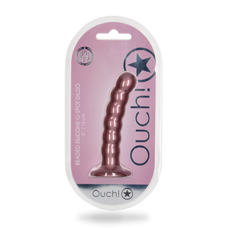 Beaded Silicone G-Spot Dildo - 5'' / 13 cm - Rose Gold