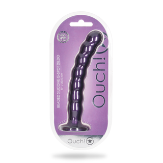 Beaded Silicone G-Spot Dildo - 8'' / 20,5 cm - Metallic Purple