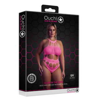 Body with Grecian Neckline - Plus Size - Neon Pink