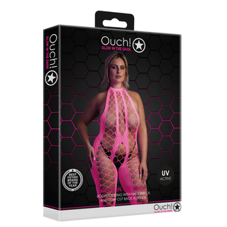 Bodystocking with Halterneck - Plus Size - Neon Pink