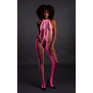 Bodystocking with Halterneck - One Size - Neon Pink