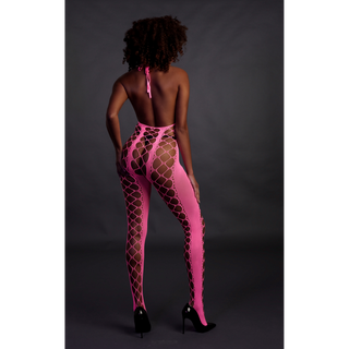 Bodystocking with Halterneck - One Size - Neon Pink