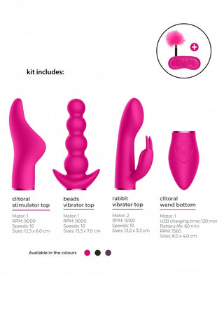 Pleasure Kit #6 - Vibrator met Verschillende Opzet Stukken